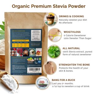 Organic Stevia Powder Extract 12x Sweeter Than Sugar 0 Calories