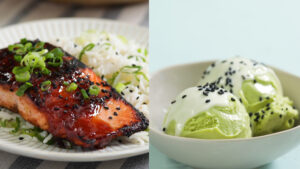 Dinner & Dessert: Miso-Marinated Salmon + Matcha Ice Cream